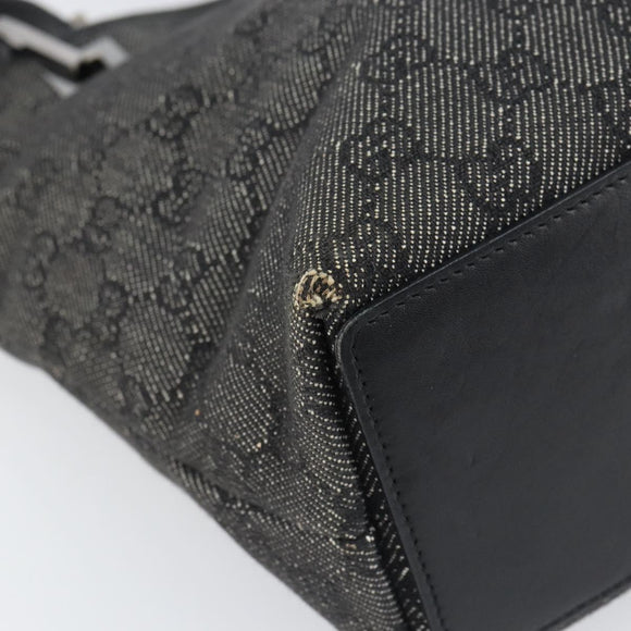 GUCCI GG Canvas Tote Bag Black Silver 31244 Auth 151644