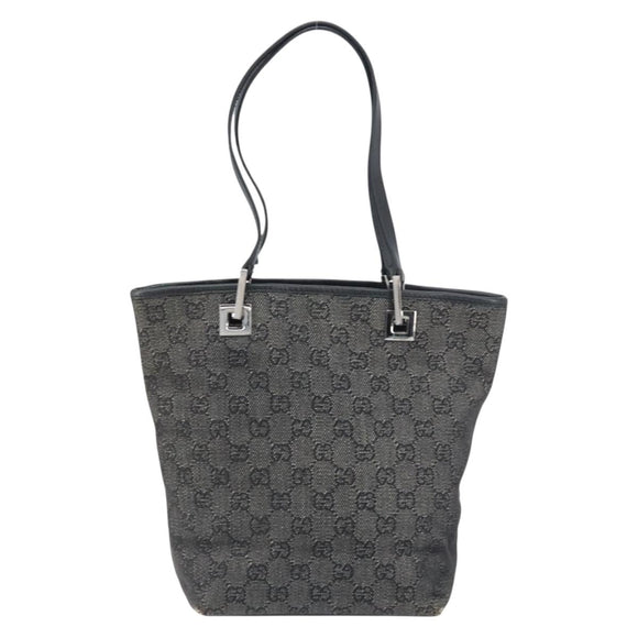 GUCCI GG Canvas Tote Bag Black Silver 31244 Auth 151644