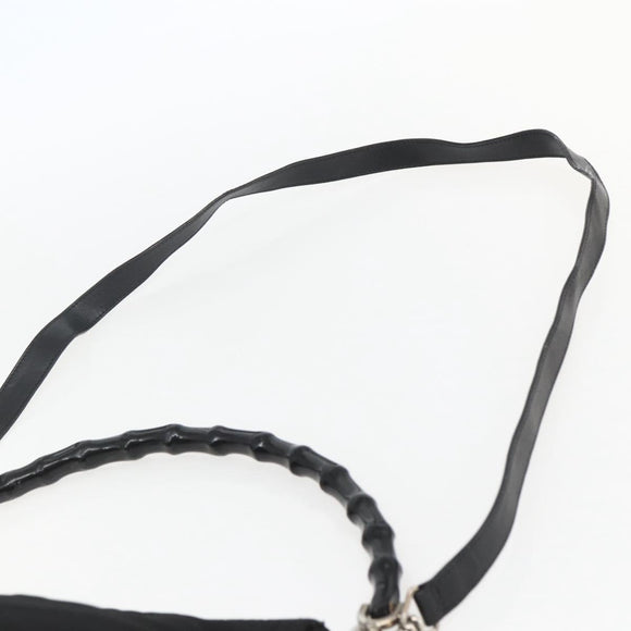 GUCCI Bamboo Shoulder Bag Nylon 2way Black Gold 000 0509 Auth 151645
