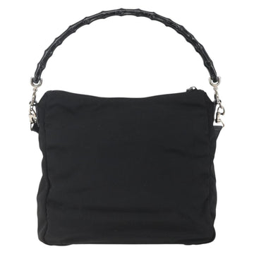 GUCCI Bamboo Shoulder Bag Nylon 2way Black Gold 000 0509 Auth 151645 - 0