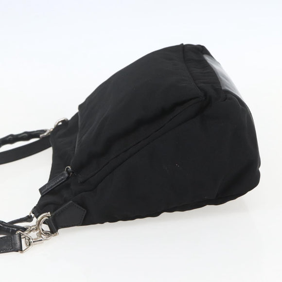 GUCCI Bamboo Shoulder Bag Nylon 2way Black Gold 000 0509 Auth 151645