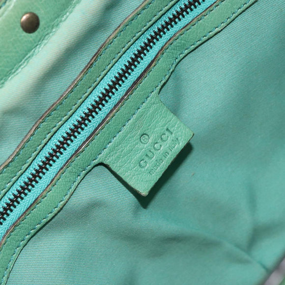 GUCCI Bamboo Hand Bag Leather Green Gold 124293 Auth 151647