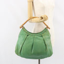 GUCCI Bamboo Hand Bag Leather Green Gold 124293 Auth 151647-21