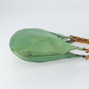 GUCCI Bamboo Hand Bag Leather Green Gold 124293 Auth 151647-4