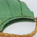 GUCCI Bamboo Hand Bag Leather Green Gold 124293 Auth 151647-6