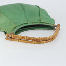 GUCCI Bamboo Hand Bag Leather Green Gold 124293 Auth 151647-7