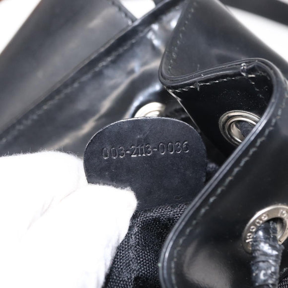 GUCCI Bamboo Shoulder Bag Nylon Black Silver 003 2113 0036 Auth 151649