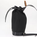 GUCCI Bamboo Shoulder Bag Nylon Black Silver 003 2113 0036 Auth 151649-3