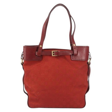 GUCCI GG Canvas Tote Bag Red Gold 107757 Auth 151652 - 0