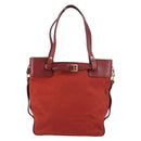 GUCCI GG Canvas Tote Bag Red Gold 107757 Auth 151652-3