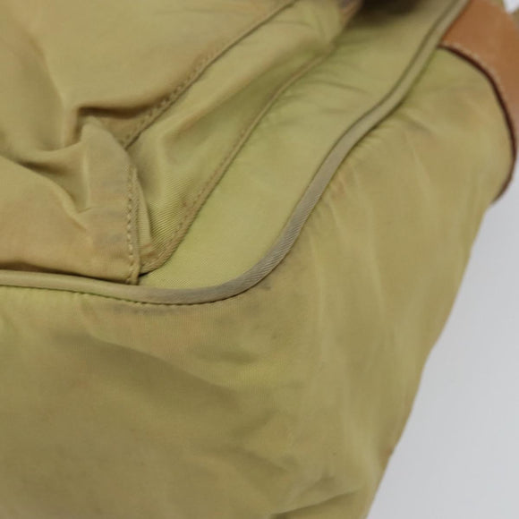 PRADA Shoulder Bag Nylon Beige Silver Auth 151654