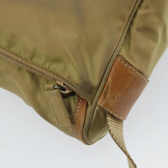 PRADA Shoulder Bag Nylon Beige Silver Auth 151654