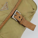 PRADA Shoulder Bag Nylon Beige Silver Auth 151654-19