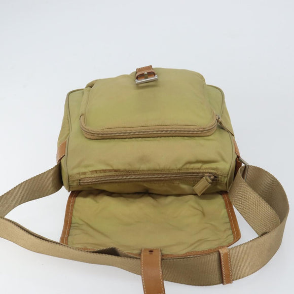 PRADA Shoulder Bag Nylon Beige Silver Auth 151654