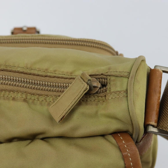 PRADA Shoulder Bag Nylon Beige Silver Auth 151654