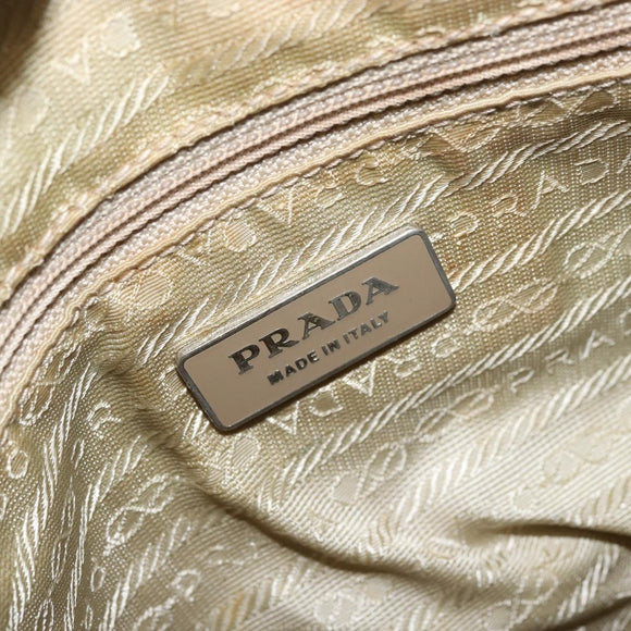 PRADA Shoulder Bag Nylon Beige Silver Auth 151654