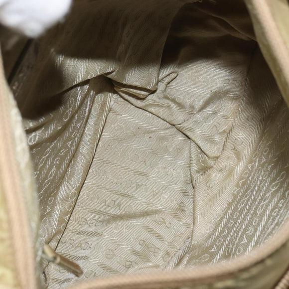 PRADA Shoulder Bag Nylon Beige Silver Auth 151654