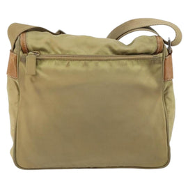 PRADA Shoulder Bag Nylon Beige Silver Auth 151654 - 0