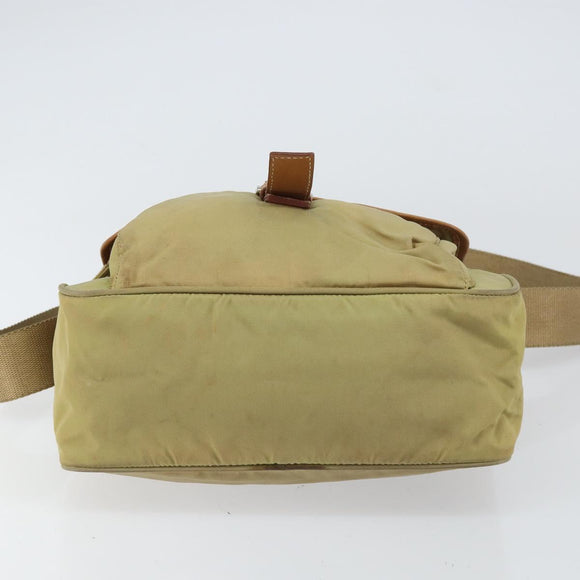 PRADA Shoulder Bag Nylon Beige Silver Auth 151654