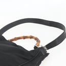GUCCI Bamboo Shoulder Bag Nylon 2way Black Silver 001 1781 1577 5 Auth 151655-9