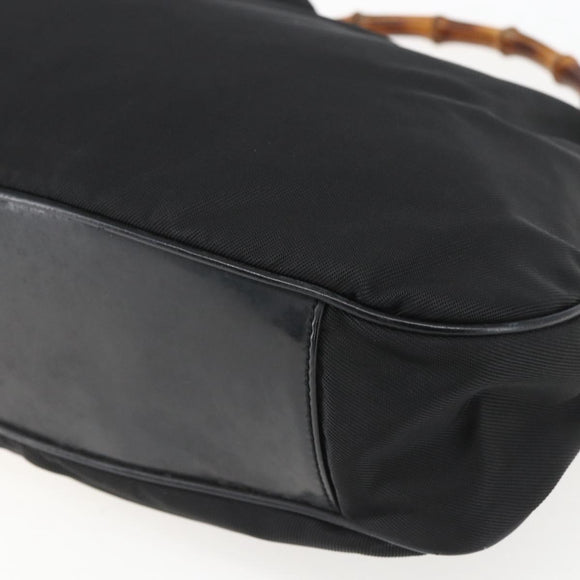 GUCCI Bamboo Shoulder Bag Nylon 2way Black Silver 001 1781 1577 5 Auth 151655