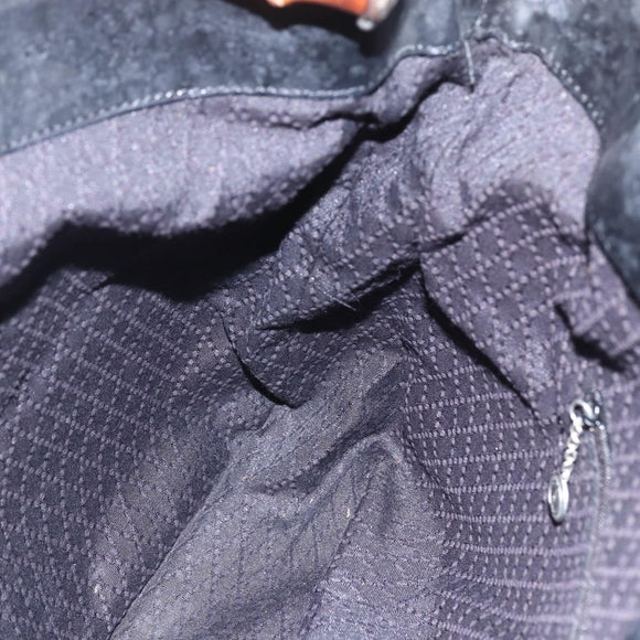 GUCCI Bamboo Shoulder Bag Nylon 2way Black Silver 001 1781 1577 5 Auth 151655