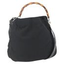 GUCCI Bamboo Shoulder Bag Nylon 2way Black Silver 001 1781 1577 5 Auth 151655-1