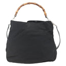 GUCCI Bamboo Shoulder Bag Nylon 2way Black Silver 001 1781 1577 5 Auth 151655-3