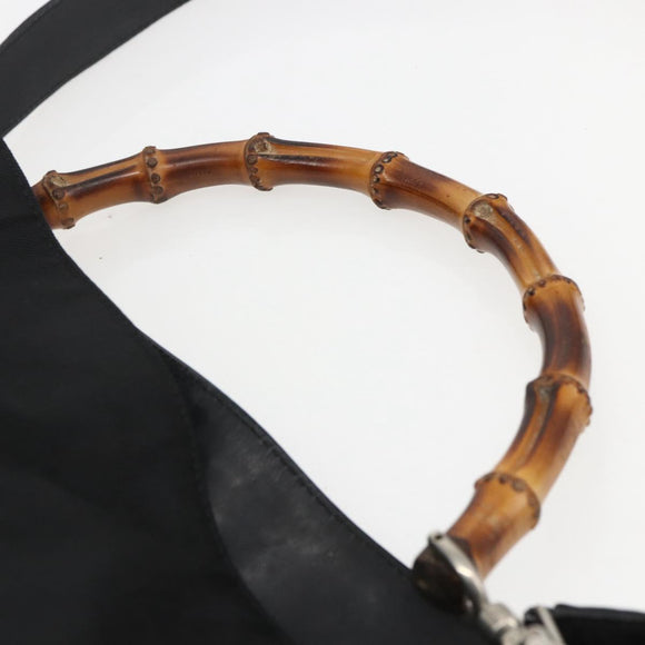 GUCCI Bamboo Shoulder Bag Nylon 2way Black Silver 001 1781 1577 5 Auth 151655