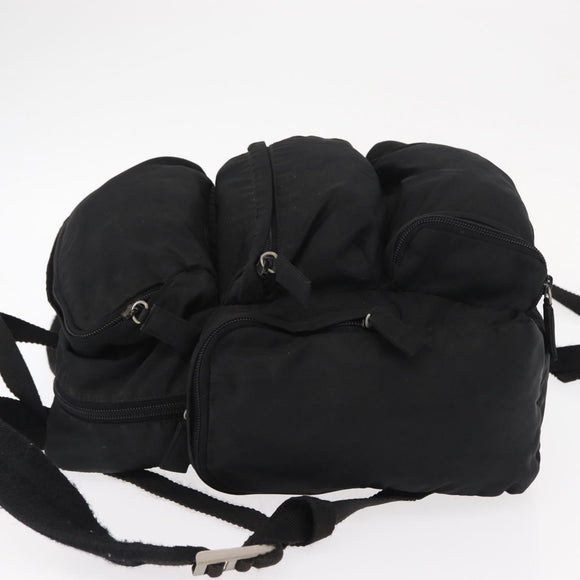 PRADA Backpack Nylon Black Silver Auth 151656