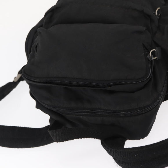 PRADA Backpack Nylon Black Silver Auth 151656