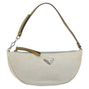 PRADA Accessory Pouch Canvas Gray Silver Auth 151657-1