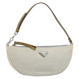 PRADA Accessory Pouch Canvas Gray Silver Auth 151657