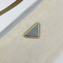 PRADA Accessory Pouch Canvas Gray Silver Auth 151657-14
