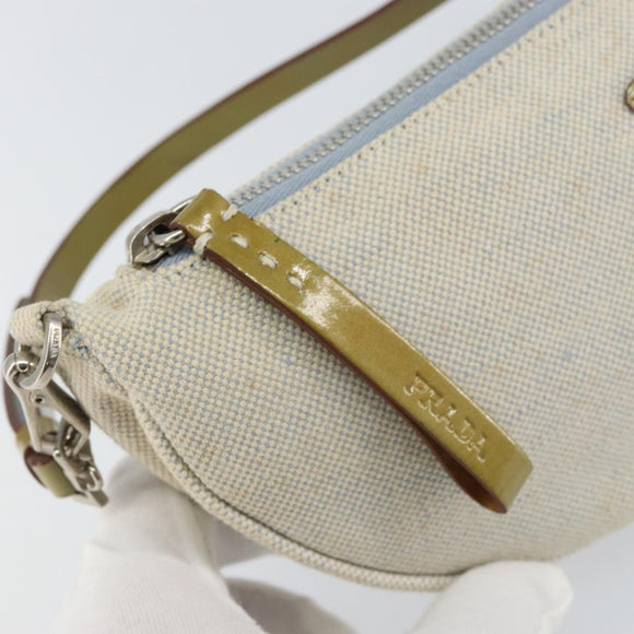 PRADA Accessory Pouch Canvas Gray Silver Auth 151657