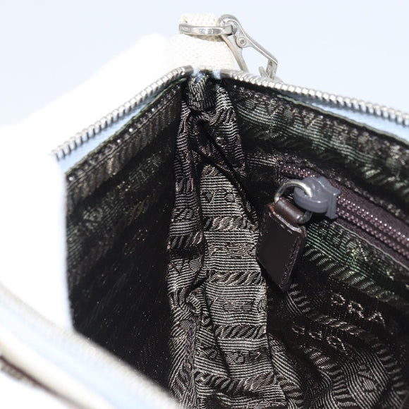 PRADA Accessory Pouch Canvas Gray Silver Auth 151657