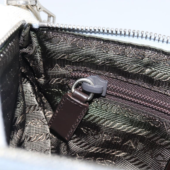 PRADA Accessory Pouch Canvas Gray Silver Auth 151657