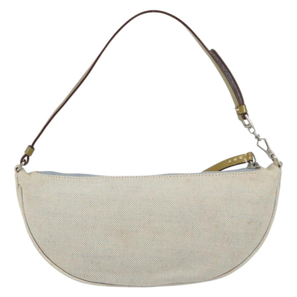PRADA Accessory Pouch Canvas Gray Silver Auth 151657