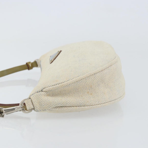 PRADA Accessory Pouch Canvas Gray Silver Auth 151657