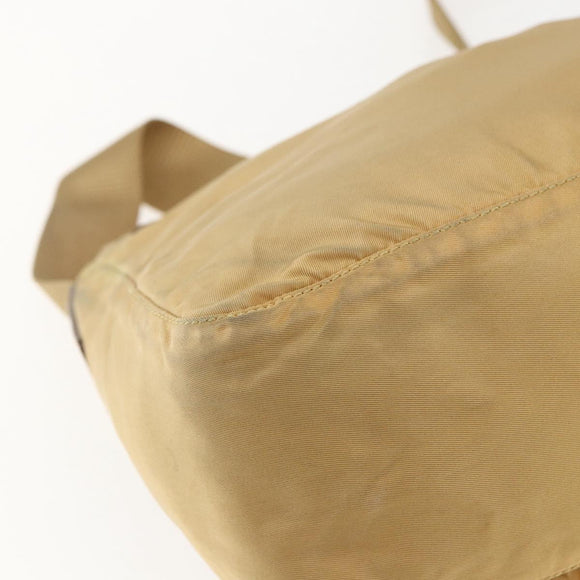 PRADA Shoulder Bag Nylon Beige Silver Auth 151658