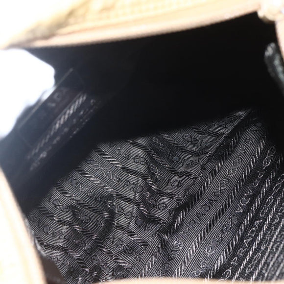 PRADA Shoulder Bag Nylon Beige Silver Auth 151658