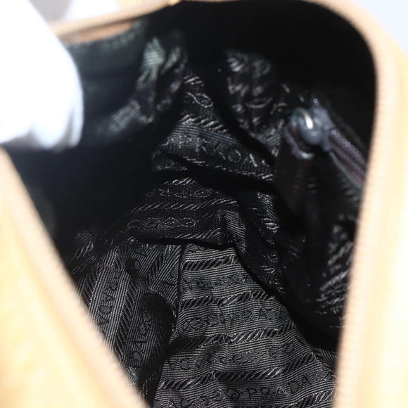 PRADA Shoulder Bag Nylon Beige Silver Auth 151658