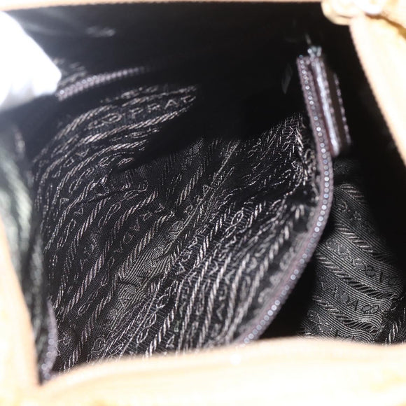 PRADA Shoulder Bag Nylon Beige Silver Auth 151658