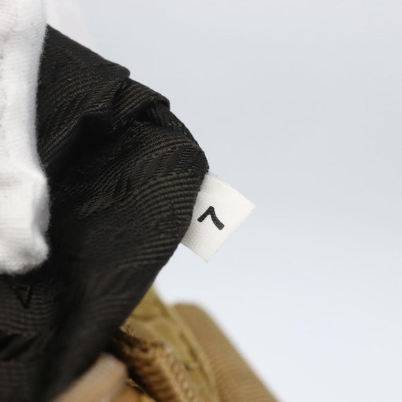 PRADA Shoulder Bag Nylon Beige Silver Auth 151658