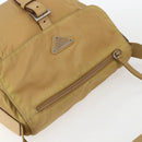 PRADA Shoulder Bag Nylon Beige Silver Auth 151658-6