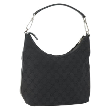 GUCCI GG Canvas Shoulder Bag Black Silver 000 0602 Auth 151659