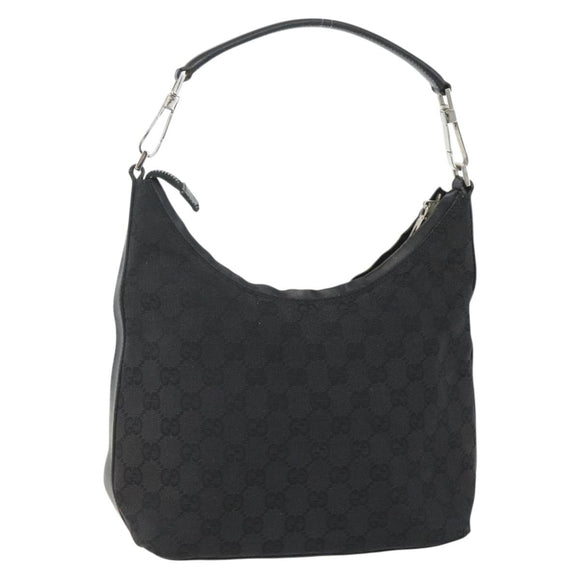 GUCCI GG Canvas Shoulder Bag Black Silver 000 0602 Auth 151659