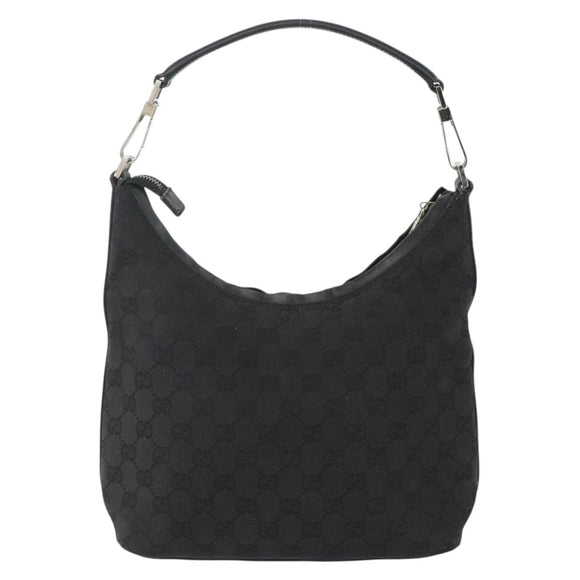 GUCCI GG Canvas Shoulder Bag Black Silver 000 0602 Auth 151659