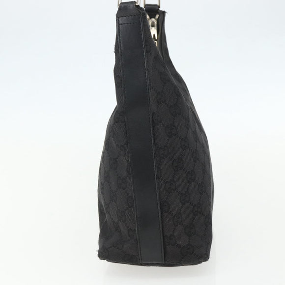 GUCCI GG Canvas Shoulder Bag Black Silver 000 0602 Auth 151659