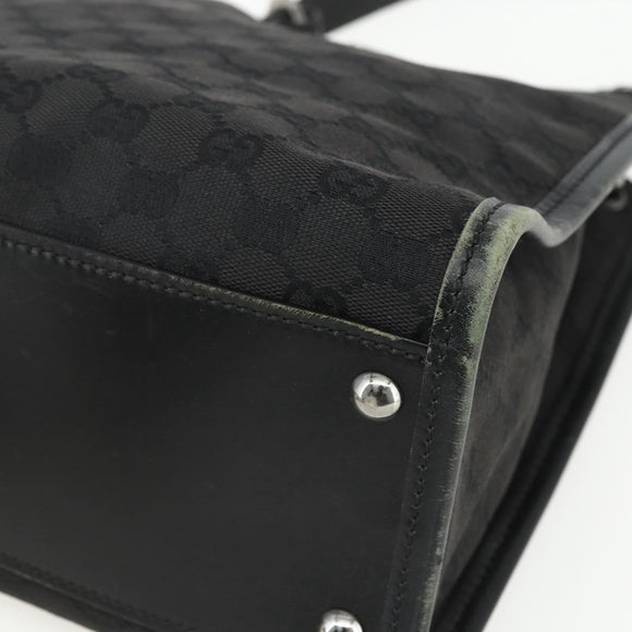 GUCCI GG Canvas Shoulder Bag Black Silver 110292 Auth 151660